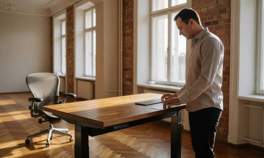 Jak przeplatać pozycję siedzącą i stojącą przy biurku podczas długiej pracy