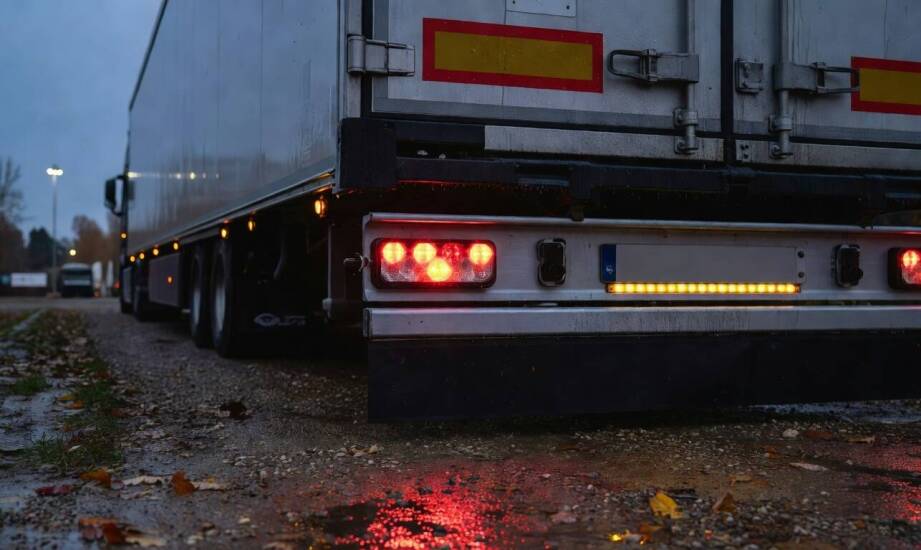 Jak działa tylna lampa LED w naczepie z ruchomą podłogą i co sygnalizuje