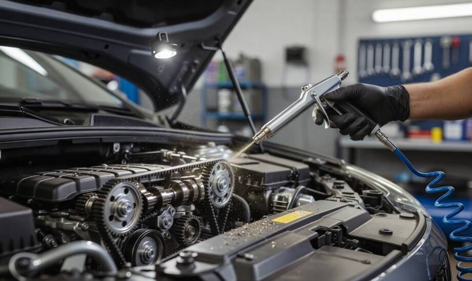 Sprężone powietrze w serwisie rozrządu — gdzie mechanik zyskuje kontrolę i tempo