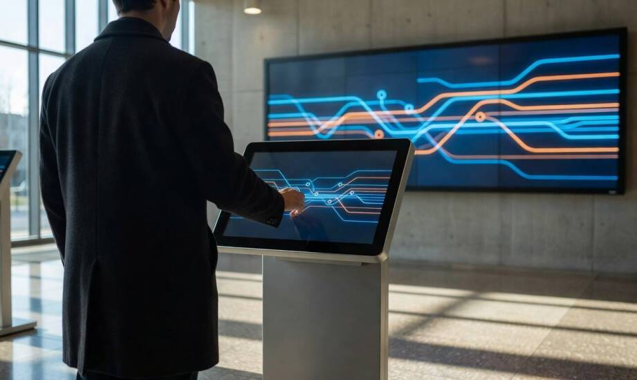 Jak kiosk multimedialny współpracuje z ekranami LED i centralnym zarządzaniem treścią