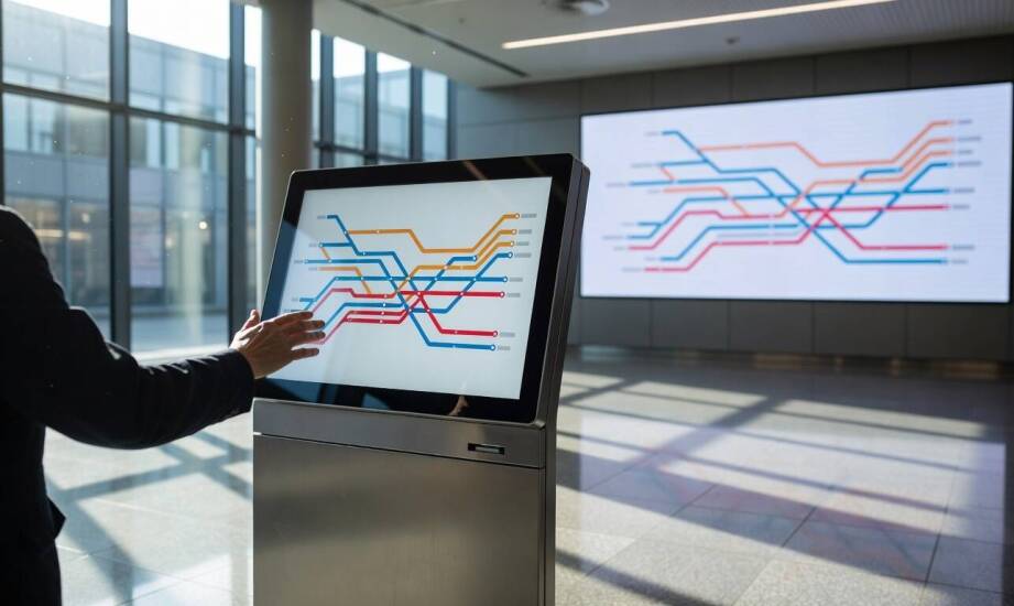 Jak kiosk informacyjny współpracuje z ekranami LED i centralnym zarządzaniem treścią