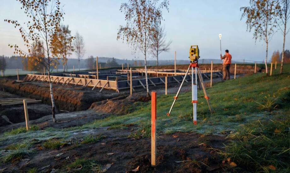 Jak kolejne pomiary geodezyjne porządkują budowę domu na Warmii i ograniczają błędy