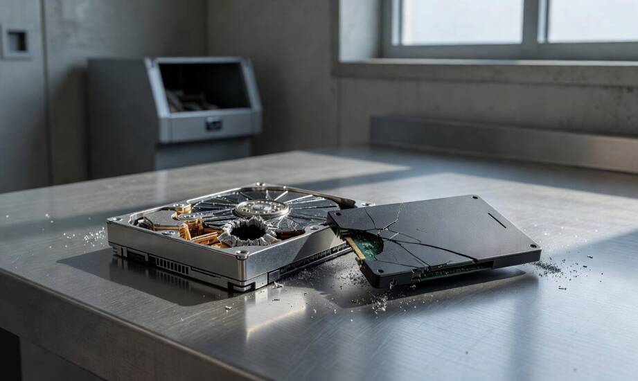 Kiedy niszczenie dysków HDD i SSD poza firmą zastępuje biurową niszczarkę