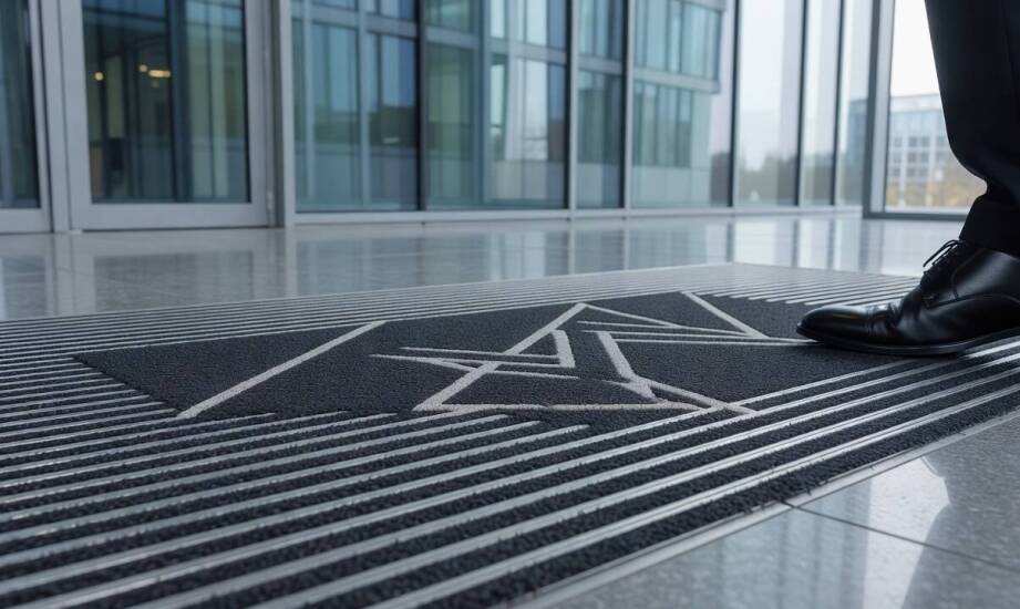 Wycieraczka z logo jako element strefy wejścia: wizerunek, czystość i eksploatacja