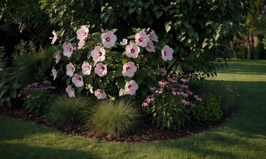 Jak ułożyć rabatę, w której hibiskus bagienny domyka kwitnienie po wiosennych krzewach