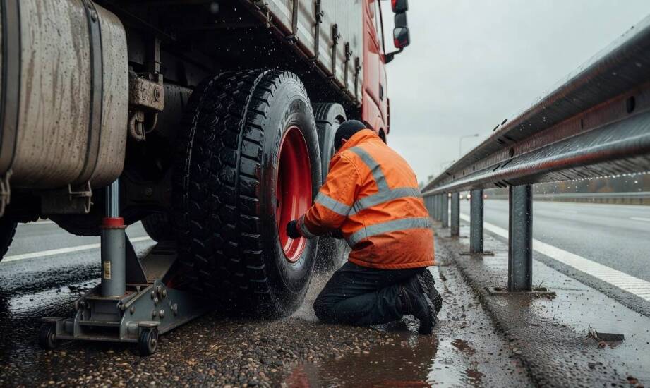 Jak infrastruktura drogowa i pogoda komplikują mobilną naprawę opony ciężarowej na trasie