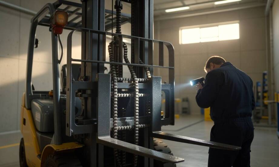 Co weryfikuje technik podczas okresowego przeglądu wózka widłowego w świetle wymogów dozoru technicznego