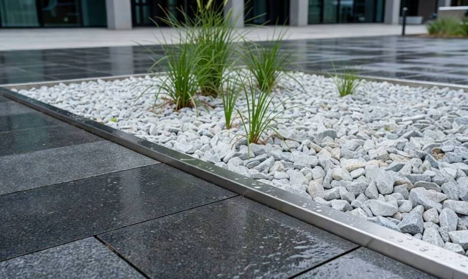 Integracja materiałowa w architekturze krajobrazu — techniki łączenia luźnych frakcji skalnych z masywnym brukiem i płytami