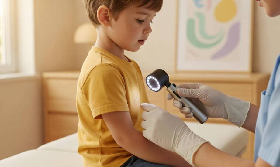 Od pierwszego wywiadu po badanie dermatoskopem — jak krok po kroku przebiega ocena zmian skórnych u dziecka