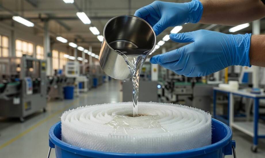 Ręczne nasączanie suchej włókniny chemią — zasady bezpiecznego dozowania rozpuszczalników na linii produkcyjnej