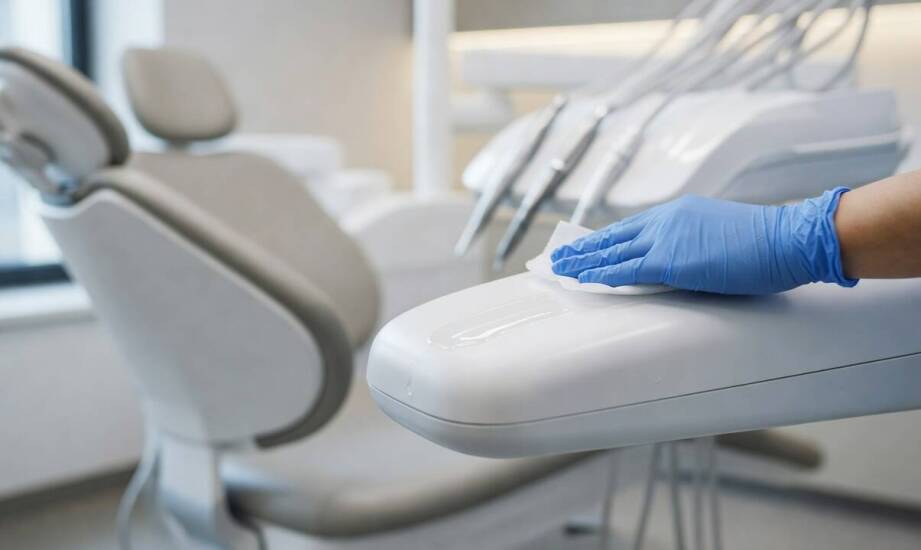 Mechanizmy odkażania powierzchni roboczych w placówkach stomatologicznych — dlaczego sekwencja procedur zapobiega re-kontaminacji