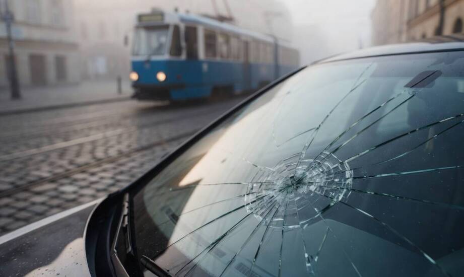 Dlaczego krakowski smog, historyczny bruk i gęsta sieć tramwajowa przyspieszają degradację uszkodzonej szyby czołowej