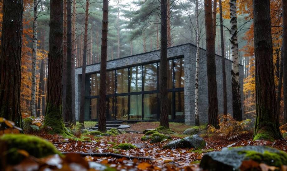 Szkło, kamień i płaskie dachy — jak współczesna architektura wpisuje budynki w leśny krajobraz Powsina