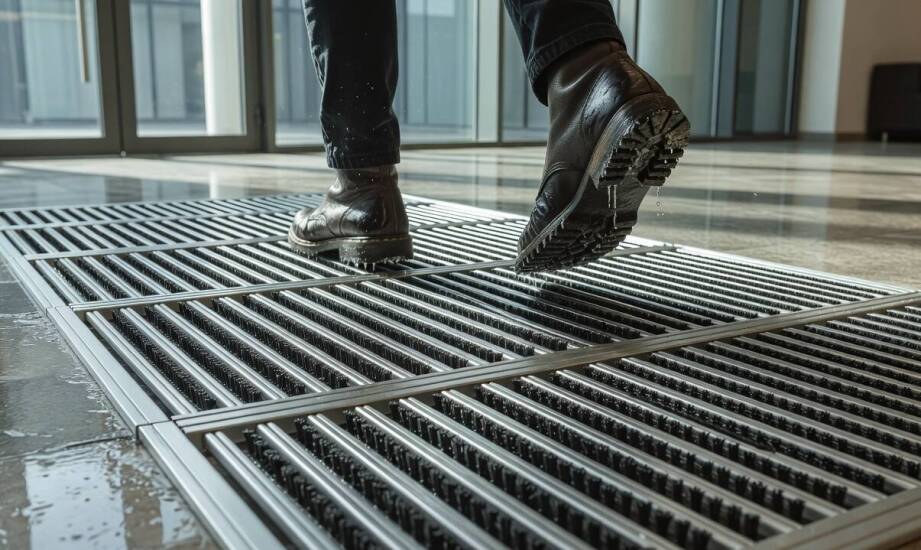 Jak profil aluminiowy i wkłady reagują na sól, wodę oraz duży ruch przy wejściu