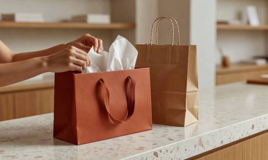 Kiedy kolorowa torba papierowa zastępuje kraft w spójnym systemie opakowań marki