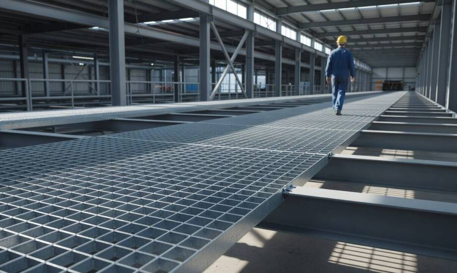 Kwadratowy moduł krat 1000×1000 — kiedy upraszcza projektowanie podestów i kanałów technicznych