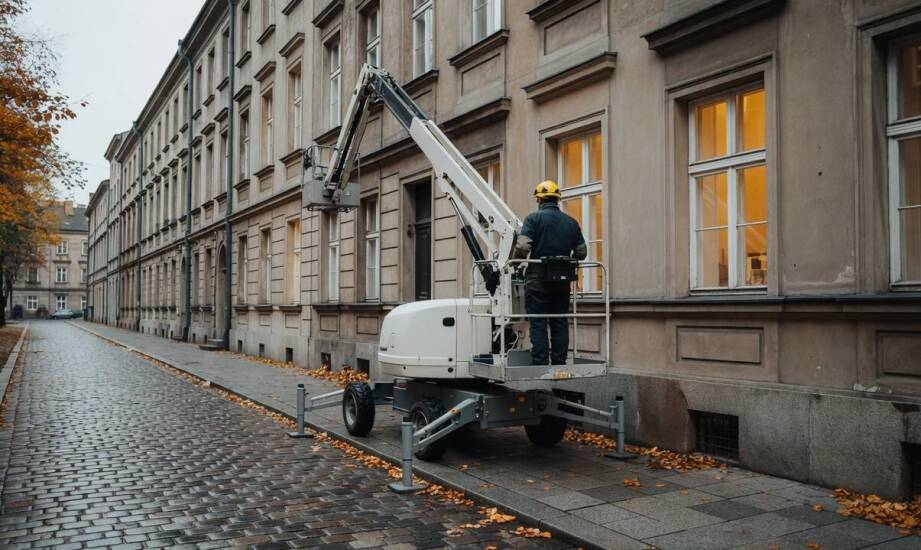 Dlaczego napęd i podwozie decydują o pracy podnośnika w ciasnej zabudowie miasta