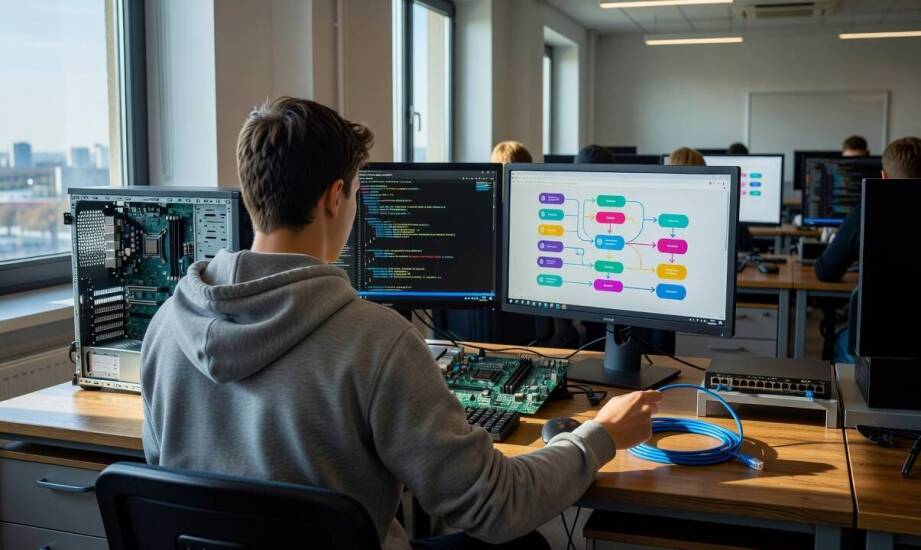 Jak technikum informatyczne prowadzi od INF.02 i INF.03 do matury oraz projektów