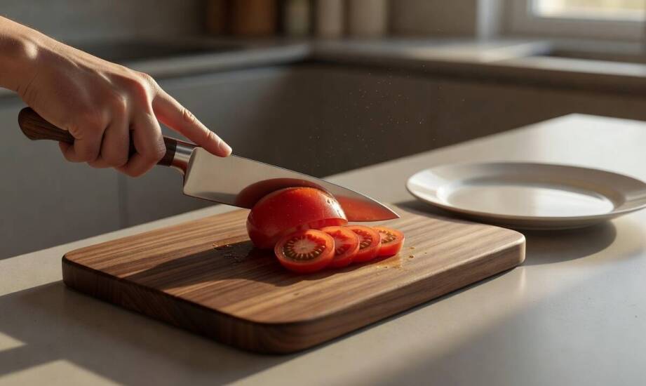 Jak noże Victorinox pomagają przygotować potrawy do podania na porcelanowej zastawie