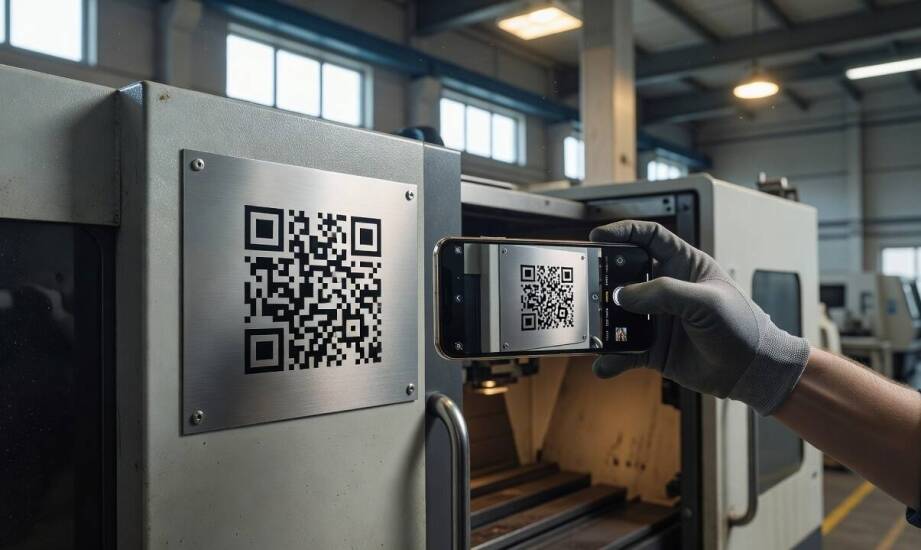 Jak przygotować kod QR na tabliczce, żeby otwierał właściwą kartę maszyny w CMMS