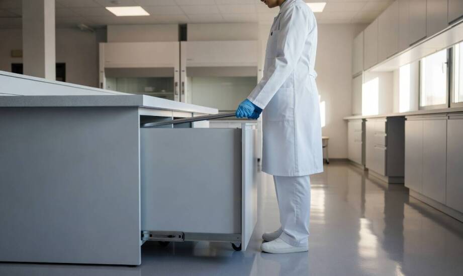 Jak sposób montażu szafek zmienia ergonomię i logistykę pracy w laboratorium