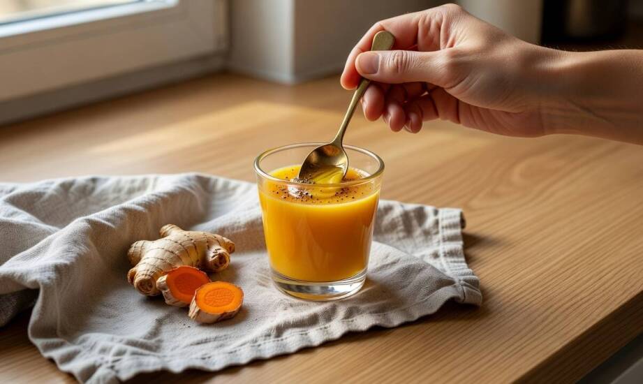 Imbirowo-kurkowy shot z olejem roślinnym: dlaczego forma podania ma znaczenie