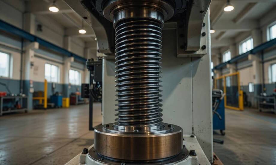 Mechanizm samoblokujący w układzie śrubowym, który utrzymuje oś maszyny po zaniku zasilania