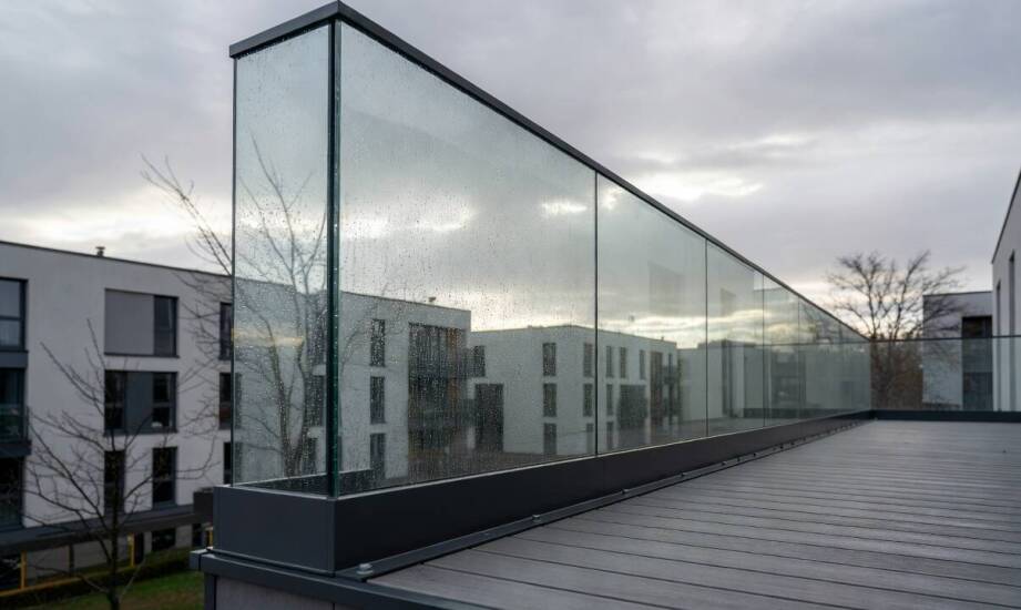 Jak wiatr, opady i układ budynku zmieniają projekt balustrady ze szkła na balkon lub taras