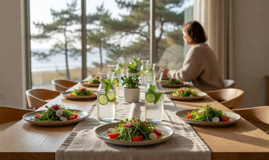 Jak restauracja w pensjonacie układa wyżywienie dla grup wellbeing i warsztatów nad morzem
