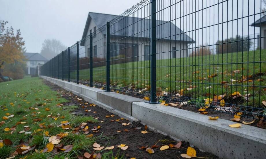 Kiedy betonowa podmurówka porządkuje ogrodzenie panelowe na nierównym gruncie