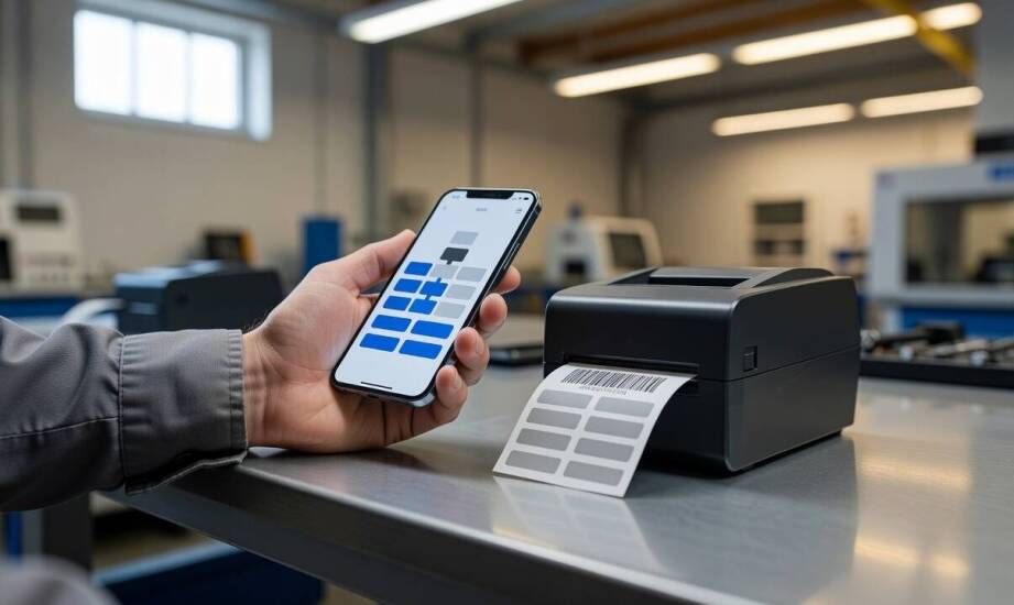 Mobilna aplikacja do etykietowania w produkcji — jak łączy telefon, drukarkę i zmienne dane