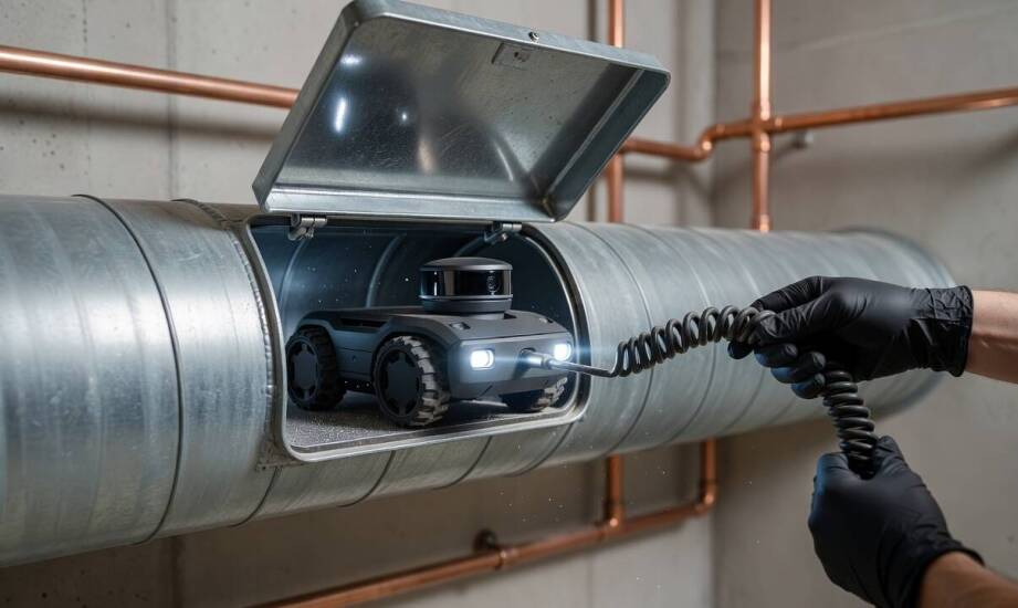 Jak kamery 360°, endoskopy i roboty badają wnętrze dużych kanałów wentylacyjnych