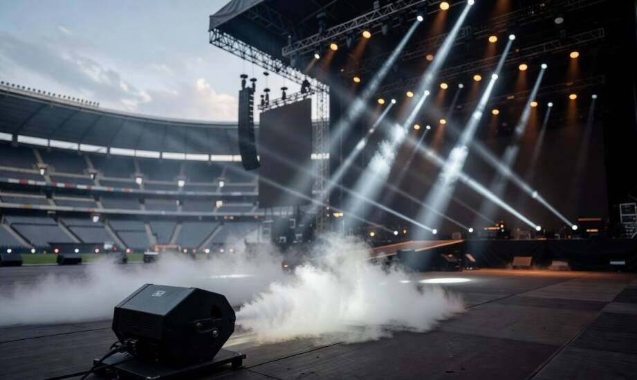 Kiedy mgła sceniczna pomaga w kulminacji koncertu, a kiedy komplikuje produkcję na stadionie?