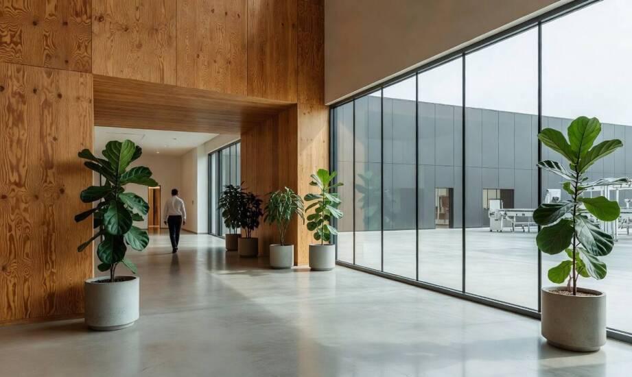 Jak CLT i biophilic design zmieniają biurowiec przy hali produkcyjnej
