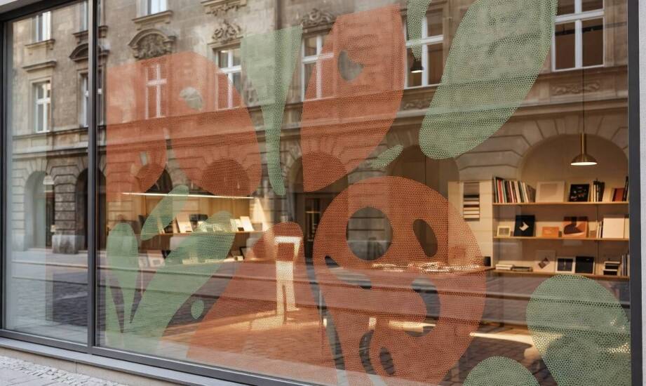 Folia perforowana na witrynie lokalu — przekaz od ulicy bez zasłaniania wnętrza