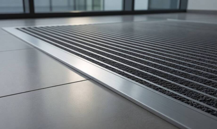 Wie beeinflusst die Höhe des Aluminiumprofils die Montage der Matte auf Bodenhöhe?
