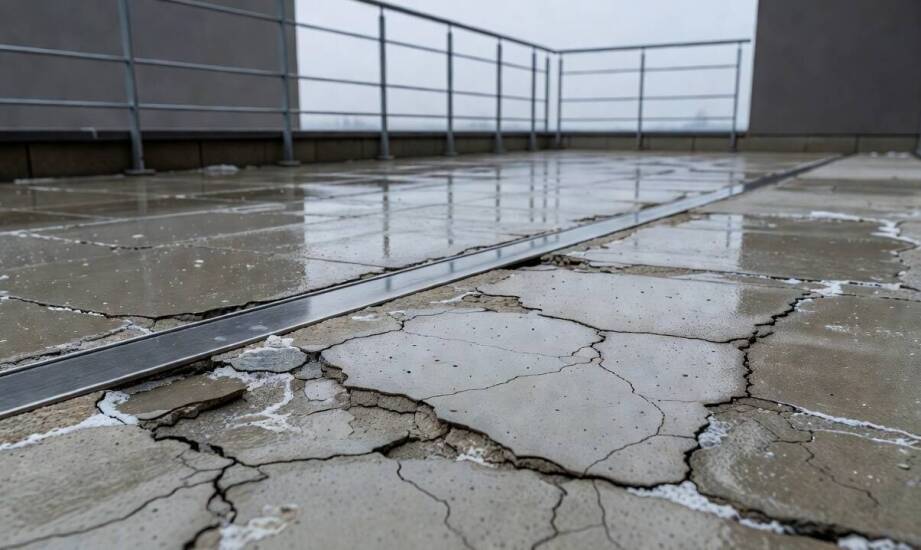 Co niszczy zewnętrzną warstwę wyrównującą na betonie: mróz, woda i sól odladzająca