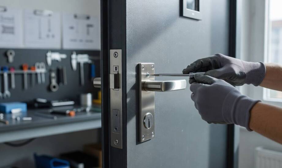 Materiały i mechanika zamka w drzwiach przeciwpożarowych, które utrzymują działanie przy wysokiej temperaturze