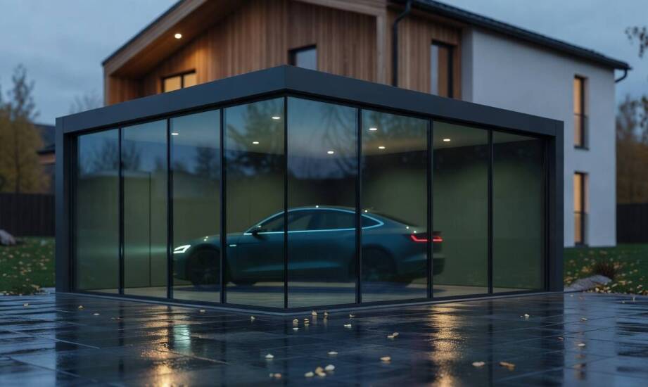 Wie ein polnischer Hersteller eine Glasgarage an Grundstück, Fahrzeug und Klimazone anpasst