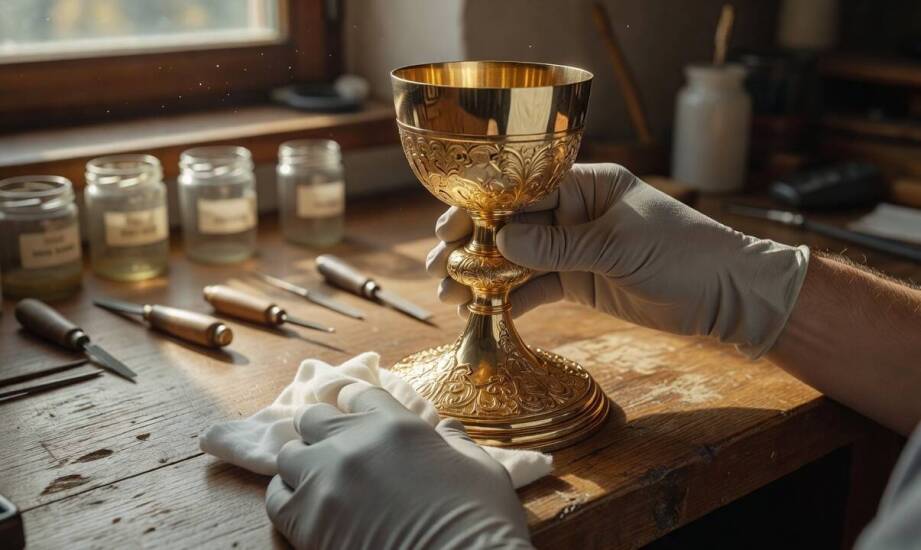 Od oczyszczenia do warstwy ochronnej — jak przebiega złocenie wyrobów liturgicznych z brązu i mosiądzu