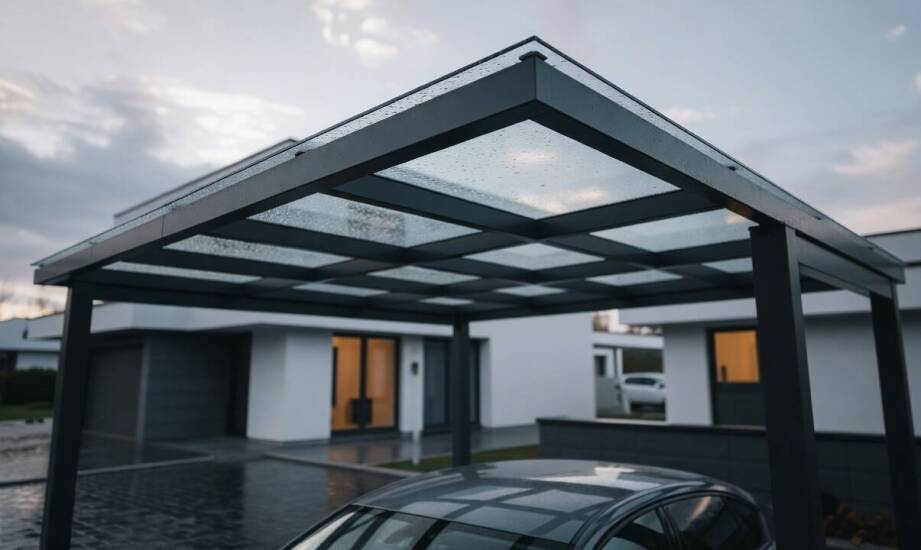 Wie ein verglaster Carport das Fahrzeug schützt und das tägliche Parken am Haus erleichtert