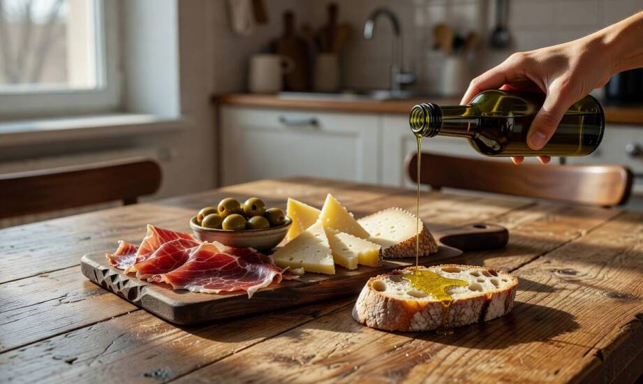 Domowy zestaw tapas z hiszpańskich delikatesów — jak zgrać wędliny, sery i oliwę