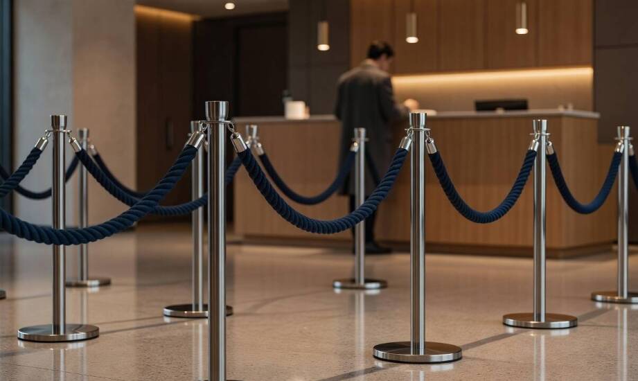 Taśma czy sznur w hotelowych systemach odgradzających — kiedy które rozwiązanie ma sens