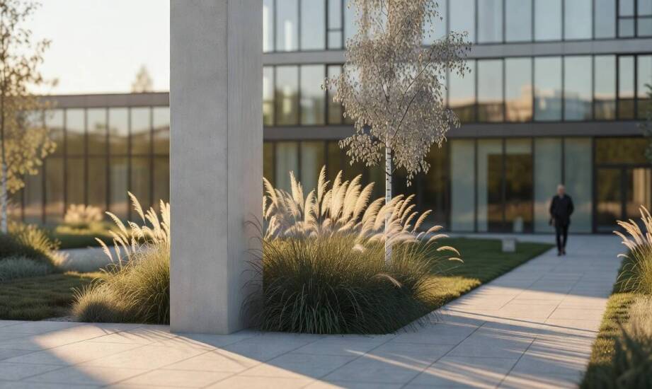 Jak pionowe formy z betonu architektonicznego zmieniają skalę ogrodu i placu