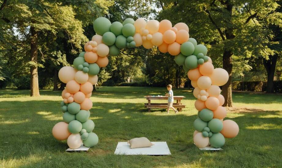 Balonowa dekoracja na piknik lub festyn — jak zabezpieczyć ją przed słońcem, wiatrem i ruchem dzieci