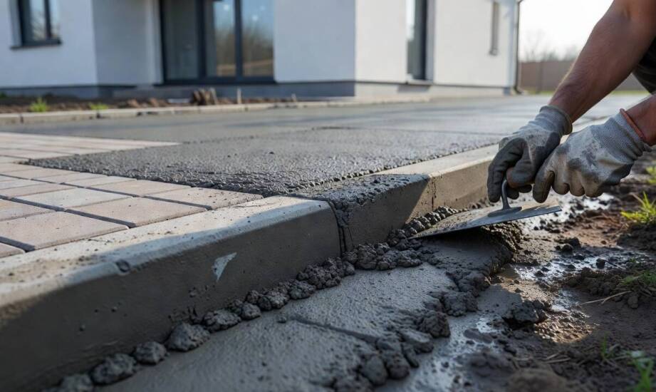 Jak półsuchy beton utrzymuje krawędzie nawierzchni na działkach w rejonie Józefosławia