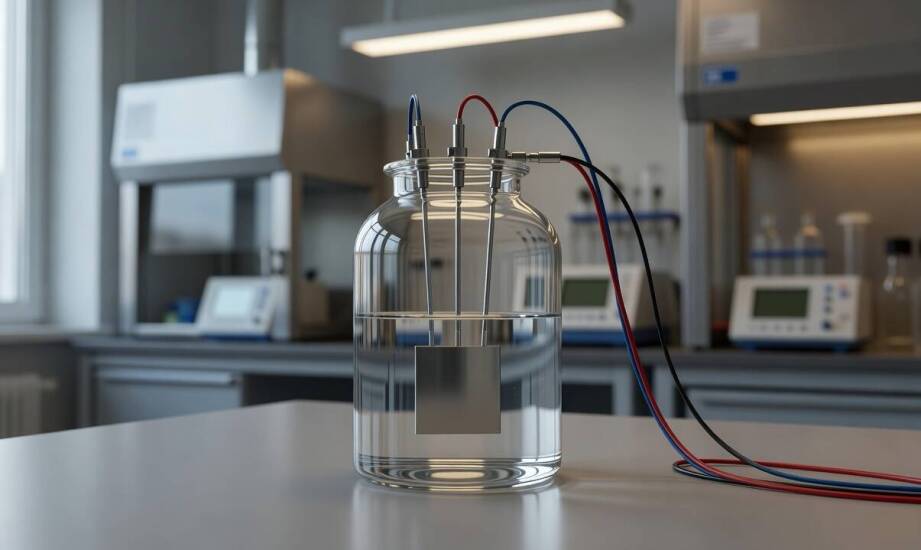 Jak zbudowane jest stanowisko pomiarowe w elektrochemii i co zmienia w wyniku
