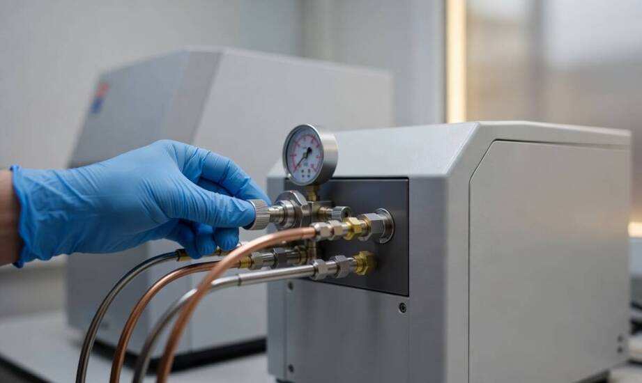 Jakie wyposażenie odpowiada za wiarygodność analiz gazów, izotopów i chromatografii w laboratorium