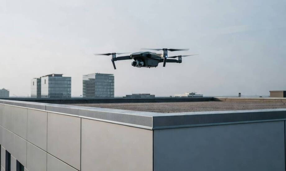 Jak inspekcja dronem pomaga ocenić dach i elewację przed czyszczeniem