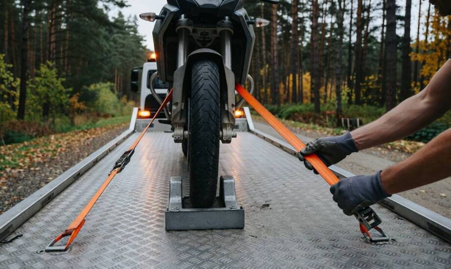 Jak przygotować motocykl lub lekką maszynę do transportu lawetą po awarii